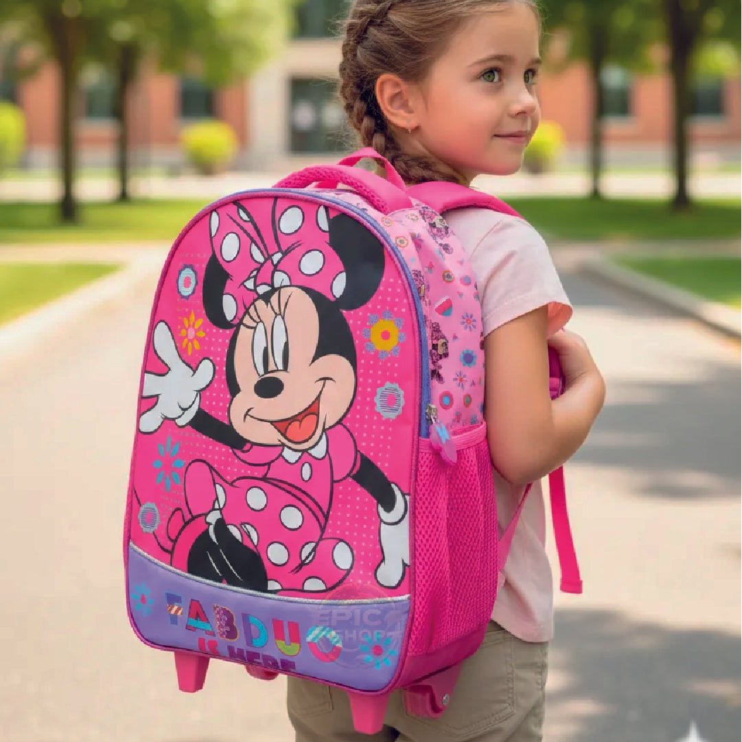 Mochila Minnie Mouse Con Ruedas Escolar Niña Disney Original - Lhua Store
