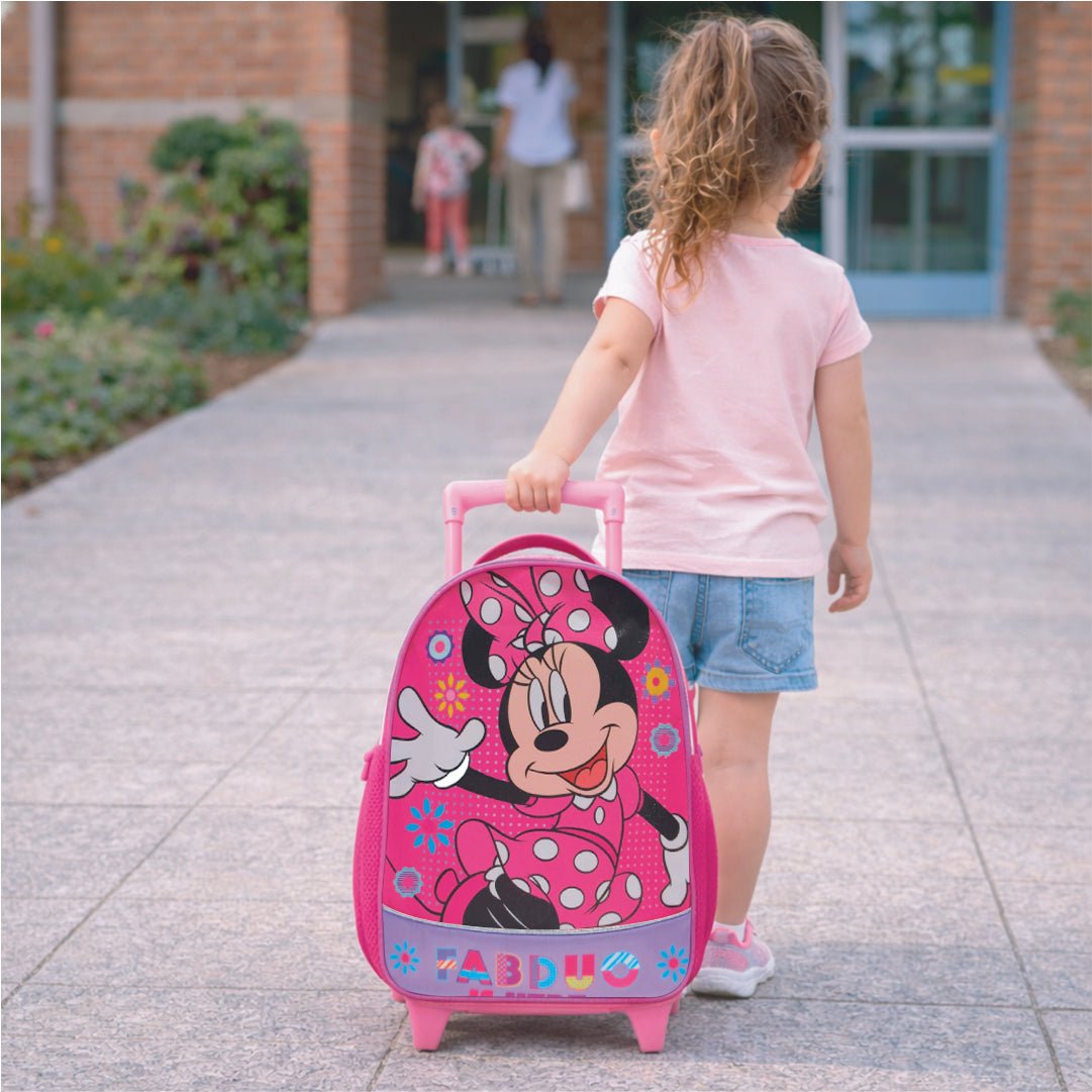 Mochila Minnie Mouse Con Ruedas Escolar Niña Disney Original - Lhua Store