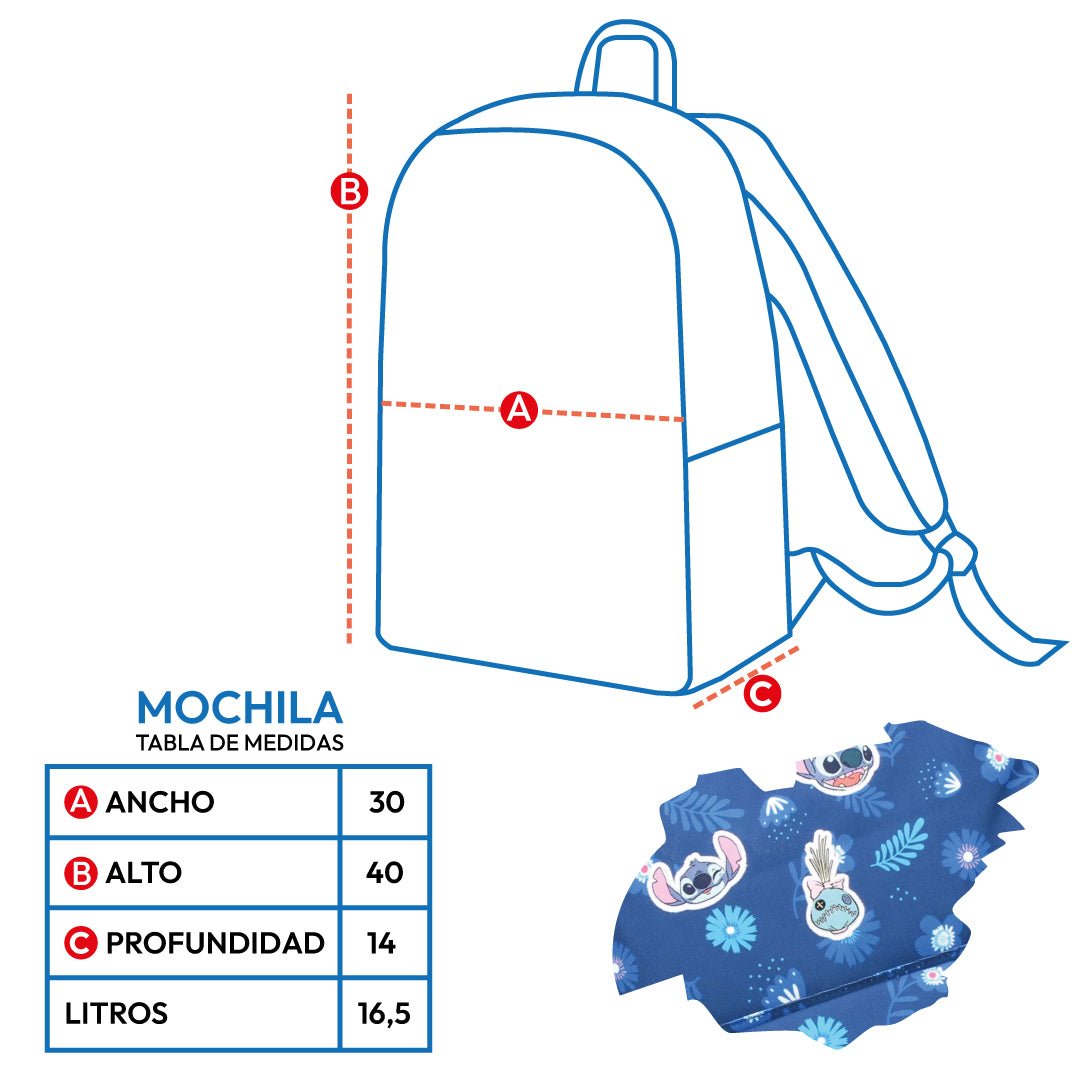 Mochila Stitch Escolar Disney Original Infantil Floreado - Lhua Store