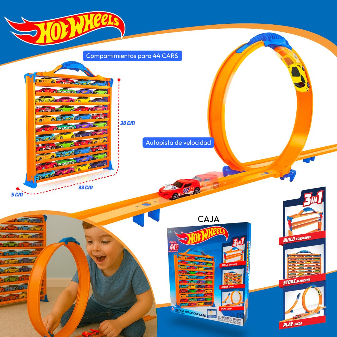 Organizador Hot Wheels 44 Autos Juguete Niños Con Pista Loop - Lhua Store