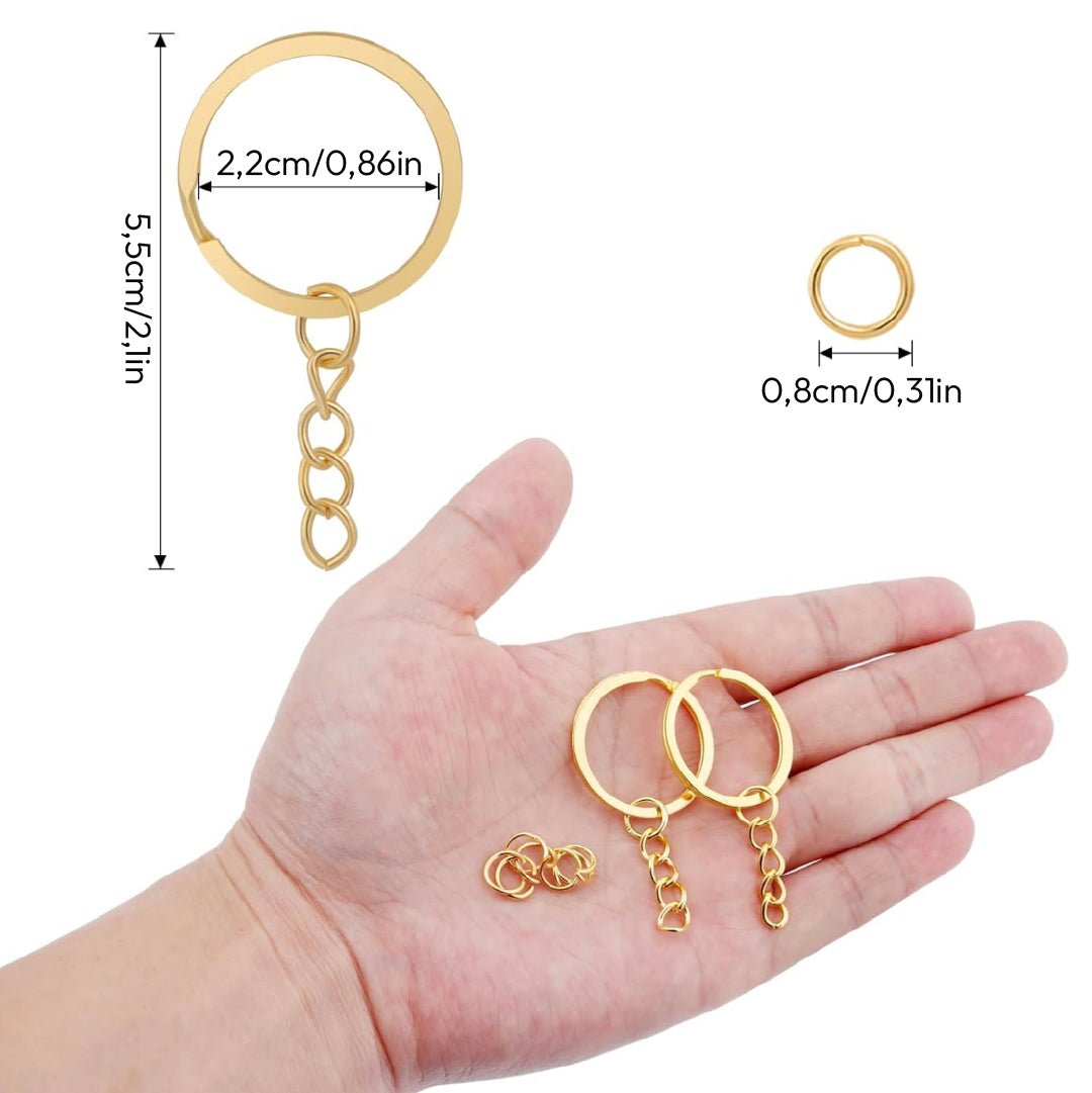 Pack 100 Argolla Llavero 25mm Dorado con Argolla Union Cadena - Lhua Store
