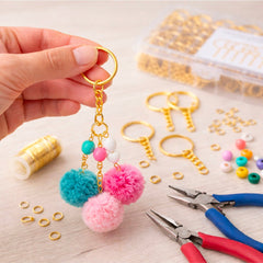 Pack 100 Argolla Llavero Dorado 25mm con Argolla Union Cadena - Lhua Store