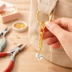 Pack 100 Argolla Llavero Dorado 30mm con Argolla Union Cadena - Lhua Store