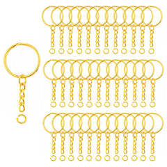 Pack 100 Argolla Llavero Dorado 30mm con Argolla Union Cadena - Lhua Store