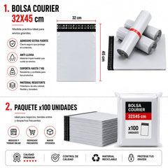 Pack 100 Bolsas Courier 32x45cm Sobre Plásticas Autoadhesivo - Lhua Store