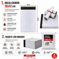 Pack 100 Bolsas Courier 38x52cm Sobre Plásticas Autoadhesivo - Lhua Store