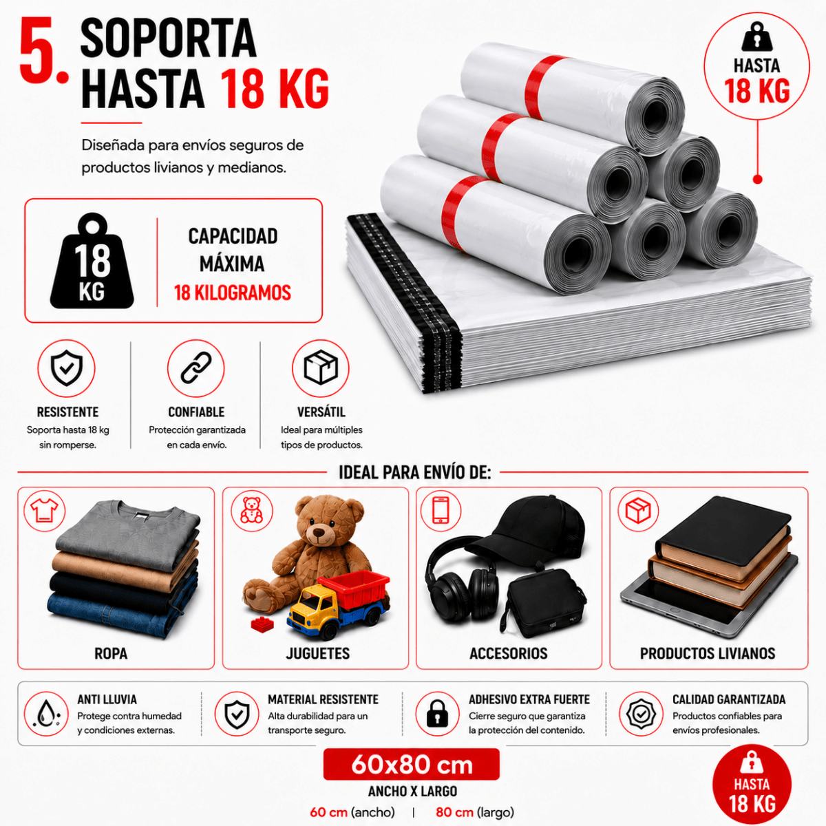 Pack 100 Bolsas Courier 60x80cm Sobre Plásticas Autoadhesivo - Lhua Store