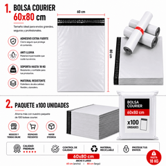 Pack 100 Bolsas Courier 60x80cm Sobre Plásticas Autoadhesivo - Lhua Store