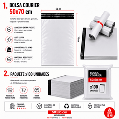 Pack 100 Sobre Bolsas Plásticas Courier Autoadhesivo 50x70cm - Lhua Store