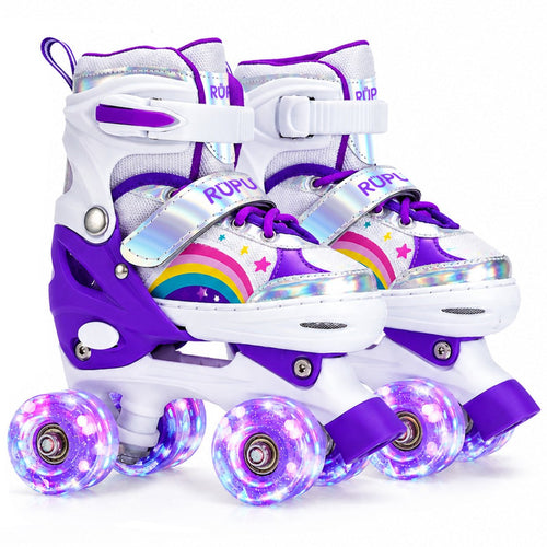 Patines 4 Ruedas Ajustable Arcoiris Para Niñas Morado