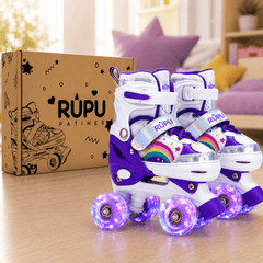 Patines 4 Ruedas Ajustable Arcoiris Para Niñas Morado - Lhua Store