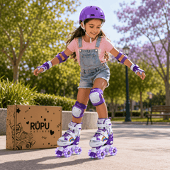 Patines 4 Ruedas Ajustable Arcoiris Para Niñas Morado - Lhua Store