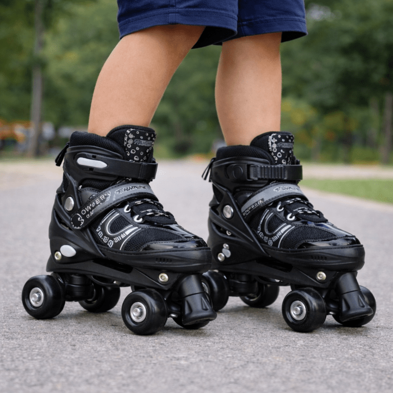 Patines 4 Ruedas Ajustable Artísticos Negro Para Niños - Lhua Store