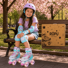 Patines 4 Ruedas Led Ajustable Niñas Arcoiris Turquesa - Lhua Store