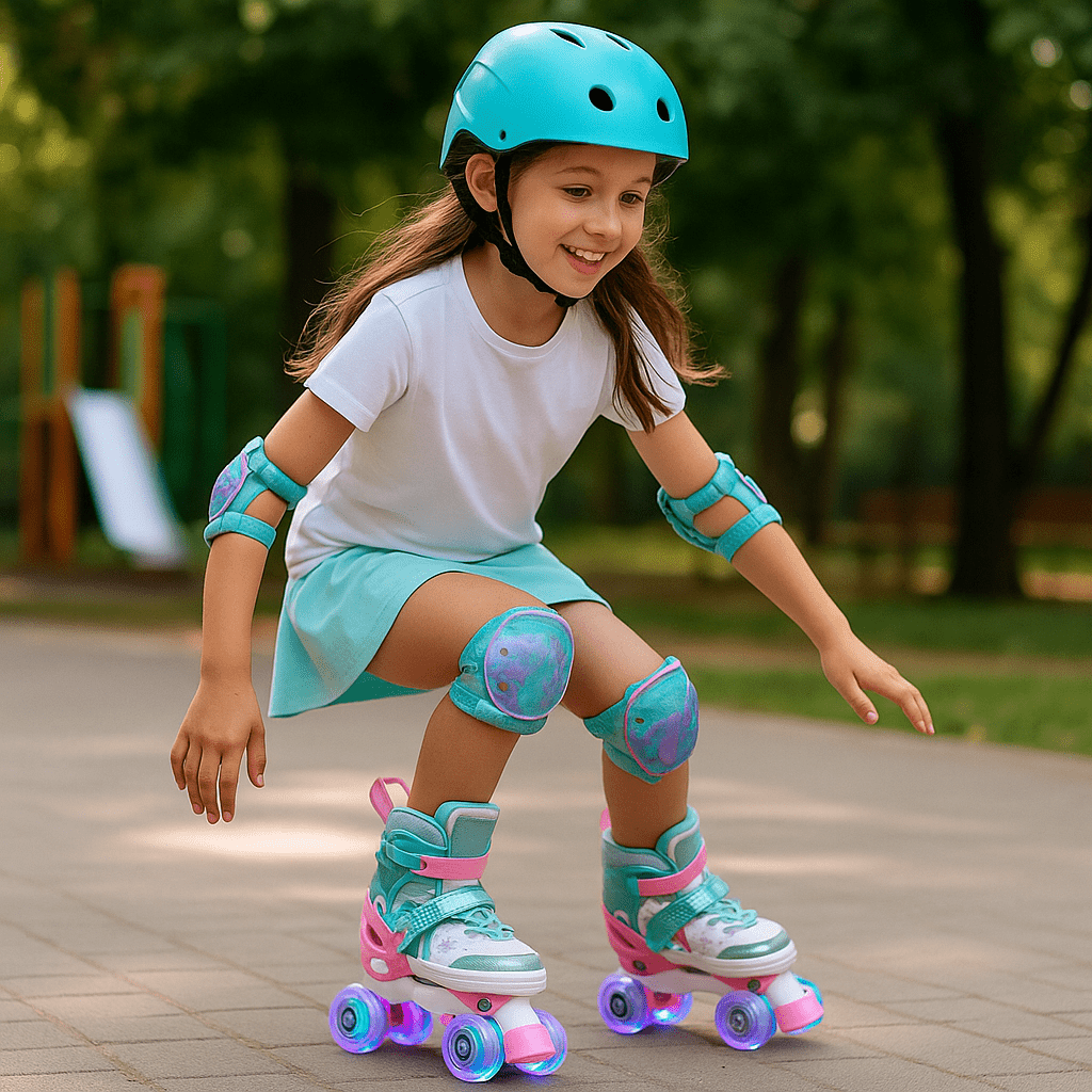Patines 4 Ruedas Led Rupu Niñas Ajustable Sirena Aquagreen - Lhua Store