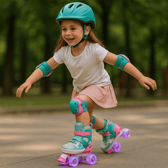 Patines 4 Ruedas Led Rupu Niñas Ajustable Sirena Aquagreen - Lhua Store
