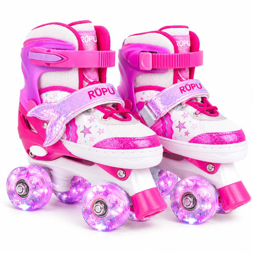 Patines 4 Ruedas Led Rupu Niñas Ajustable Sirena AquaPink