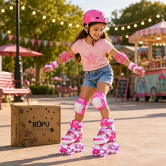Patines 4 Ruedas Led Rupu Niñas Ajustable Sirena Aquapink - Lhua Store