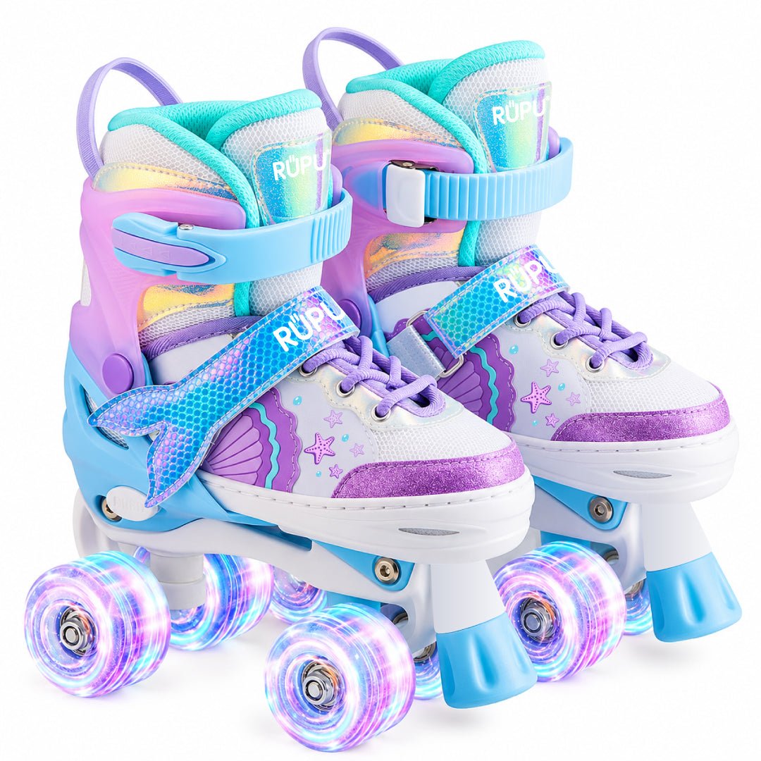 Patines 4 Ruedas Led Rupu Niñas Ajustable Sirena Aquapurple - Lhua Store
