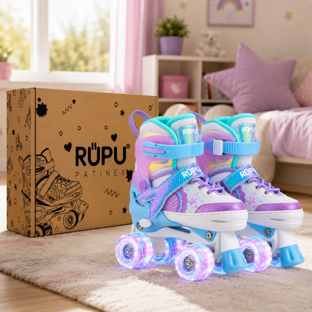 Patines 4 Ruedas Led Rupu Niñas Ajustable Sirena Aquapurple - Lhua Store