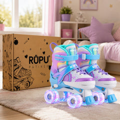 Patines 4 Ruedas Led Rupu Niñas Ajustable Sirena Aquapurple - Lhua Store