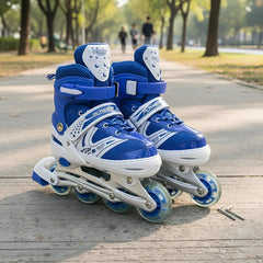 Patines En Linea Ajustables Roller Azul Rueda Led Niños - Lhua Store