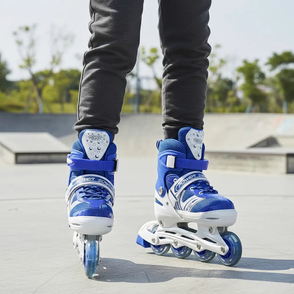 Patines En Linea Ajustables Roller Azul Rueda Led Niños - Lhua Store