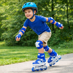 Patines En Linea Ajustables Roller Azul Rueda Led Niños - Lhua Store