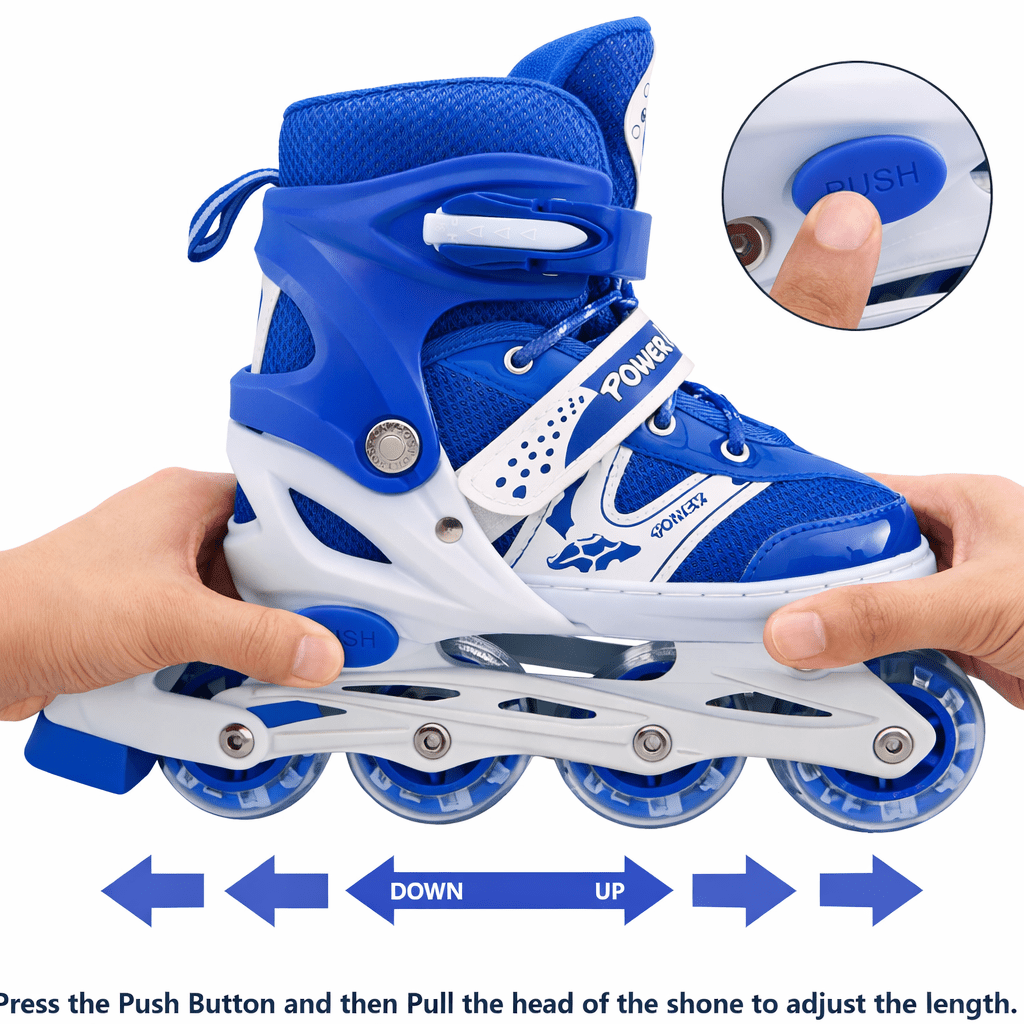 Patines En Linea Ajustables Roller Azul Rueda Led Niños - Lhua Store