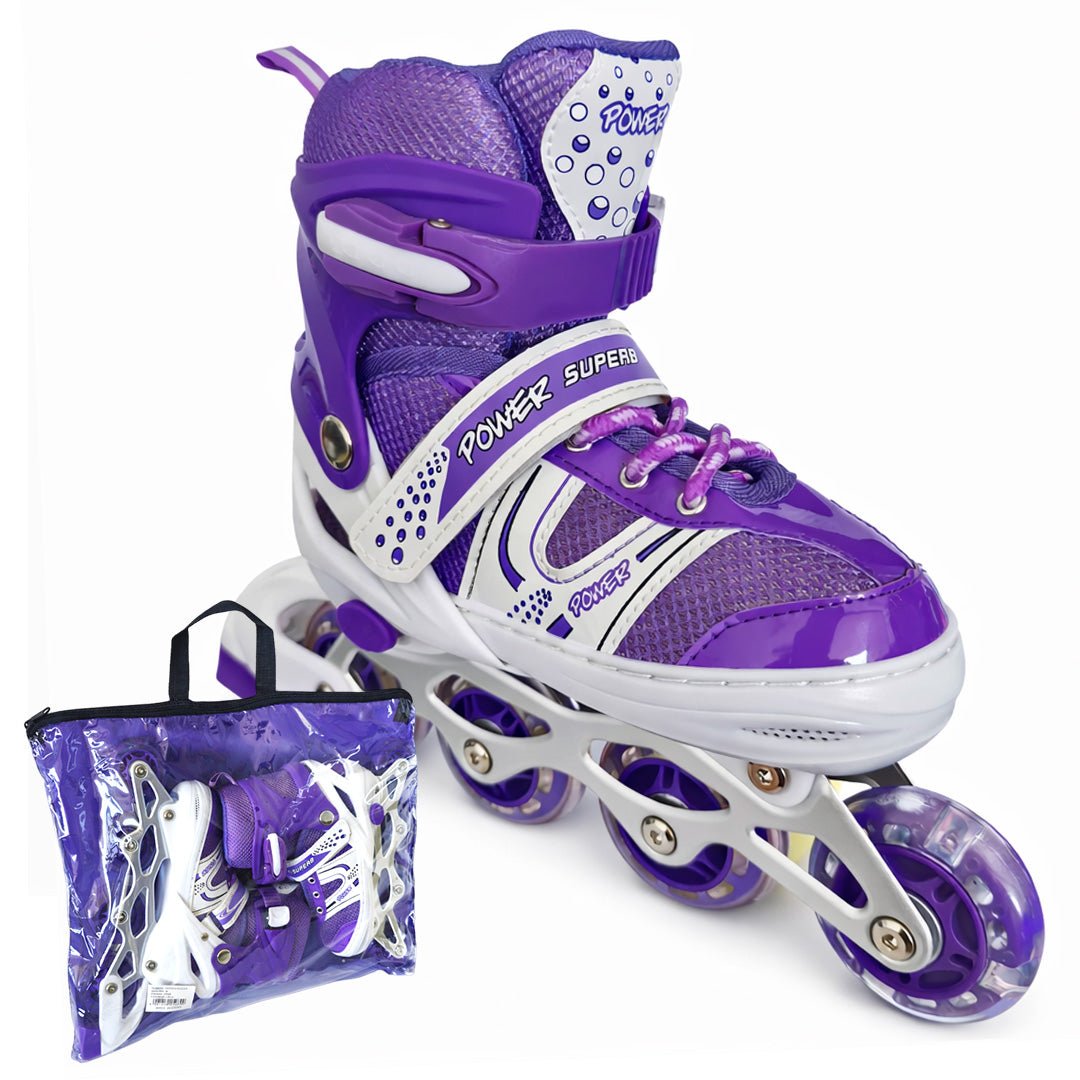 Patines En Linea Ajustables Roller Morado Rueda Led Niñas - Lhua Store
