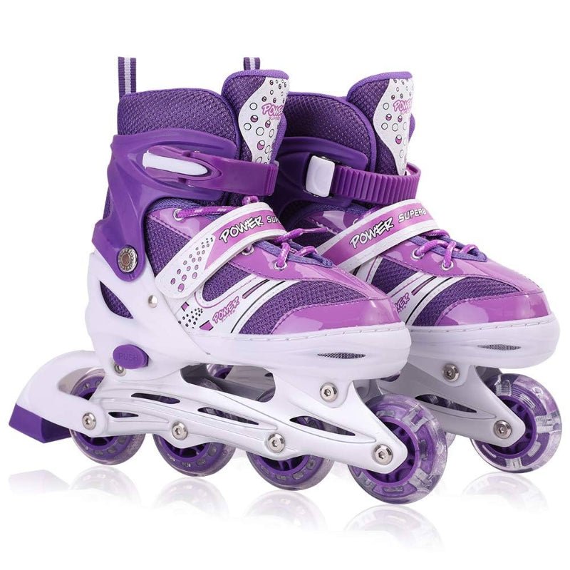 Patines En Linea Ajustables Roller Morado Rueda Led Niñas - Lhua Store
