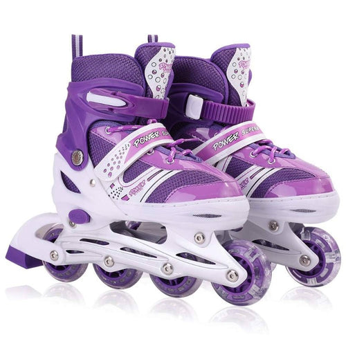 Patines En Linea Ajustables Roller Morado Rueda Led Niñas - Lhua Store