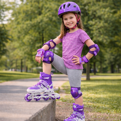 Patines En Linea Ajustables Roller Morado Rueda Led Niñas - Lhua Store