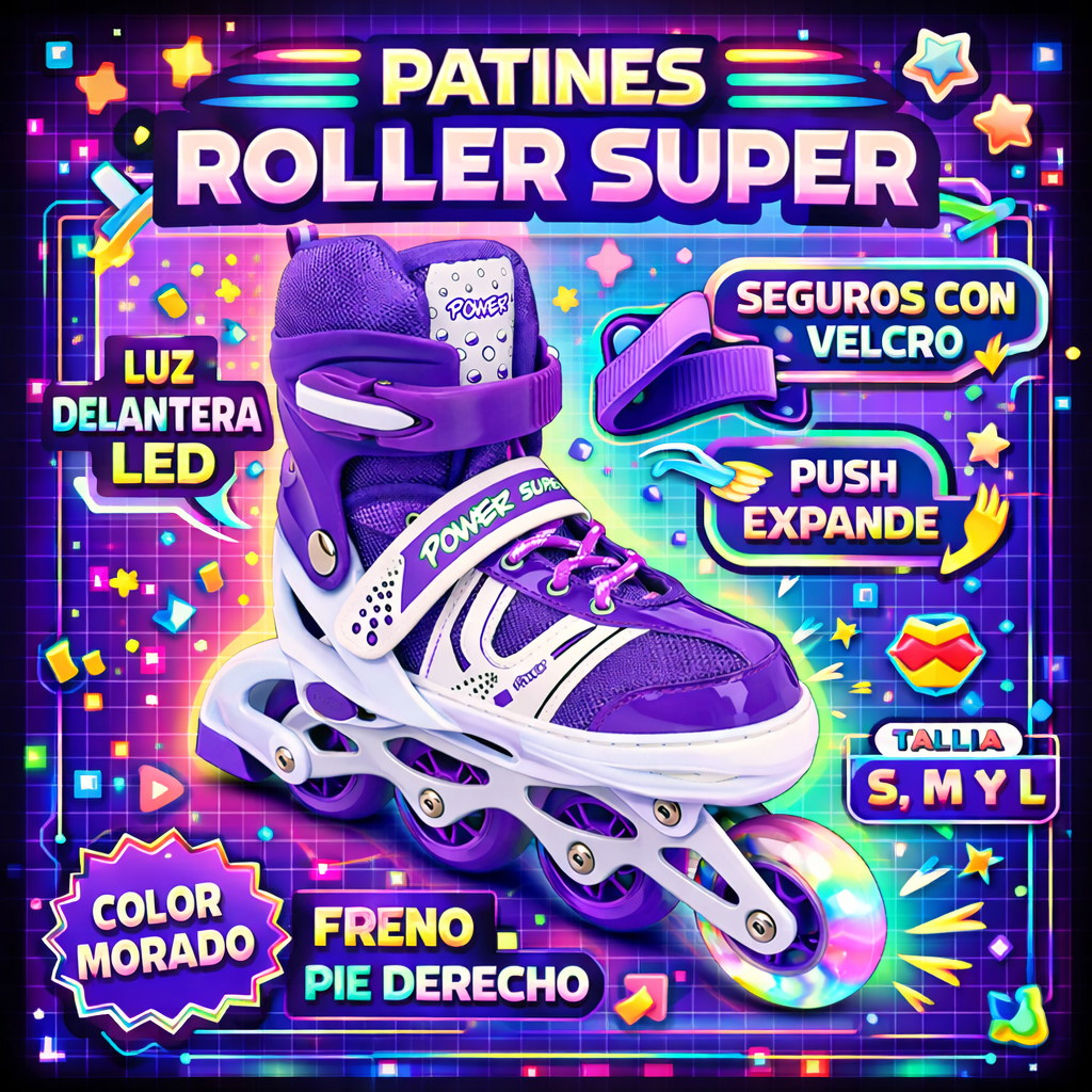 Patines En Linea Ajustables Roller Morado Rueda Led Niñas - Lhua Store