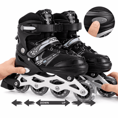 Patines En Linea Ajustables Roller Negro Rueda Led Niños - Lhua Store