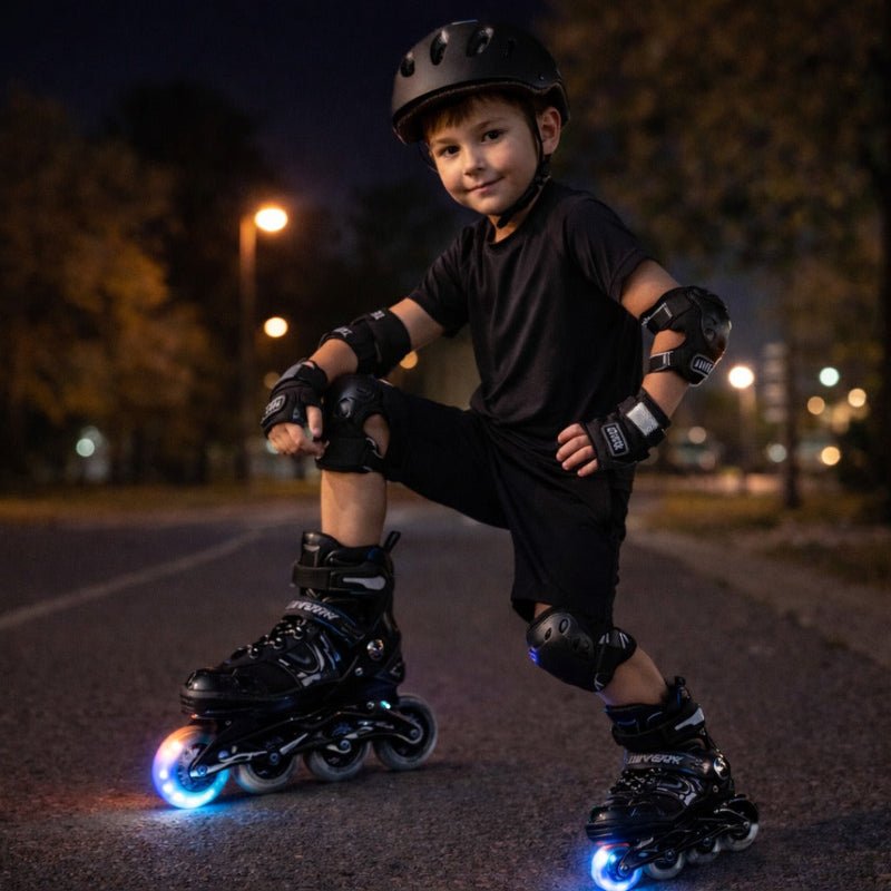 Patines En Linea Ajustables Roller Negro Rueda Led Niños - Lhua Store