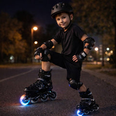 Patines En Linea Ajustables Roller Negro Rueda Led Niños - Lhua Store