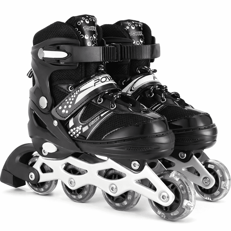 Patines En Linea Ajustables Roller Negro Rueda Led Niños - Lhua Store