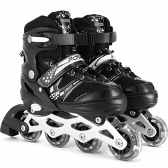 Patines En Linea Ajustables Roller Negro Rueda Led Niños - Lhua Store