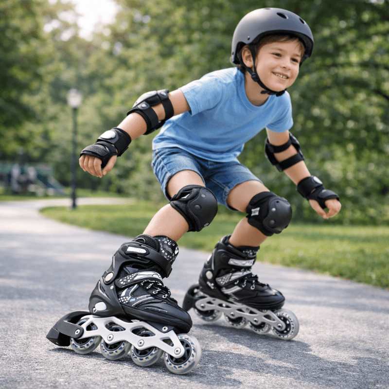 Patines En Linea Ajustables Roller Negro Rueda Led Niños - Lhua Store