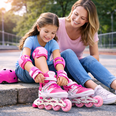 Patines En Linea Ajustables Roller Rosado Rueda Led Niñas - Lhua Store