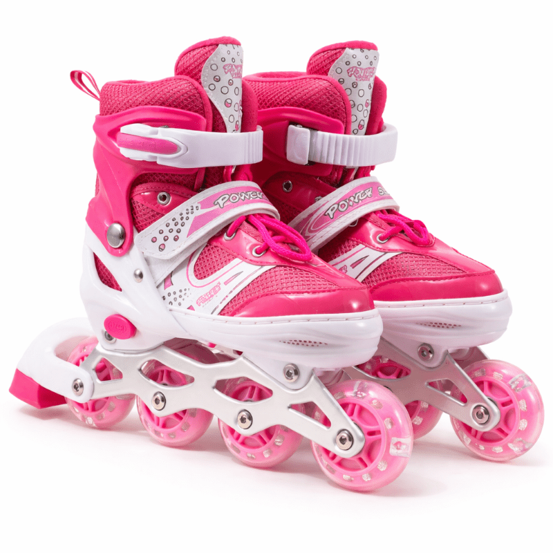 Patines En Linea Ajustables Roller Rosado Rueda Led Niñas - Lhua Store