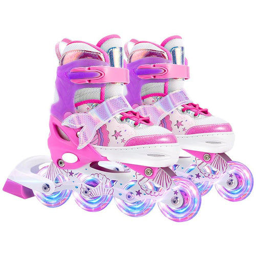 Patines En Linea Niñas Ajustable Rupu Sirena AquaPink Ruedas Led - Lhua Store
