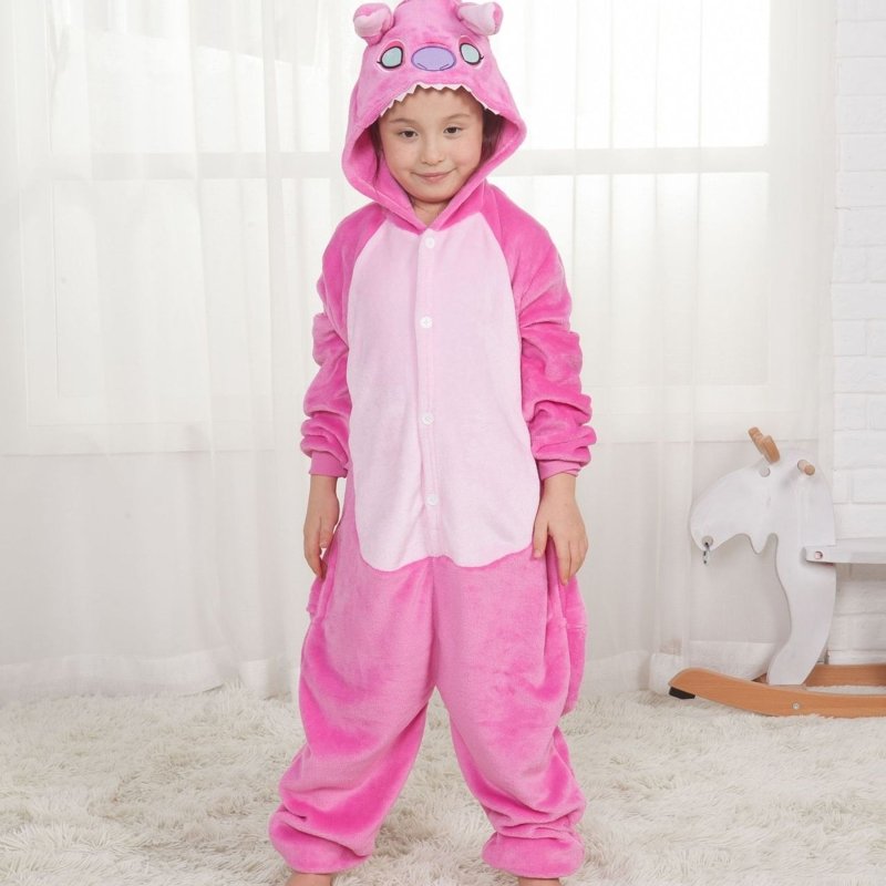 Pijama Lilo Stitch Rosado Enterizo Kigurumi 3 - 12 Años Plush - Lhua Store