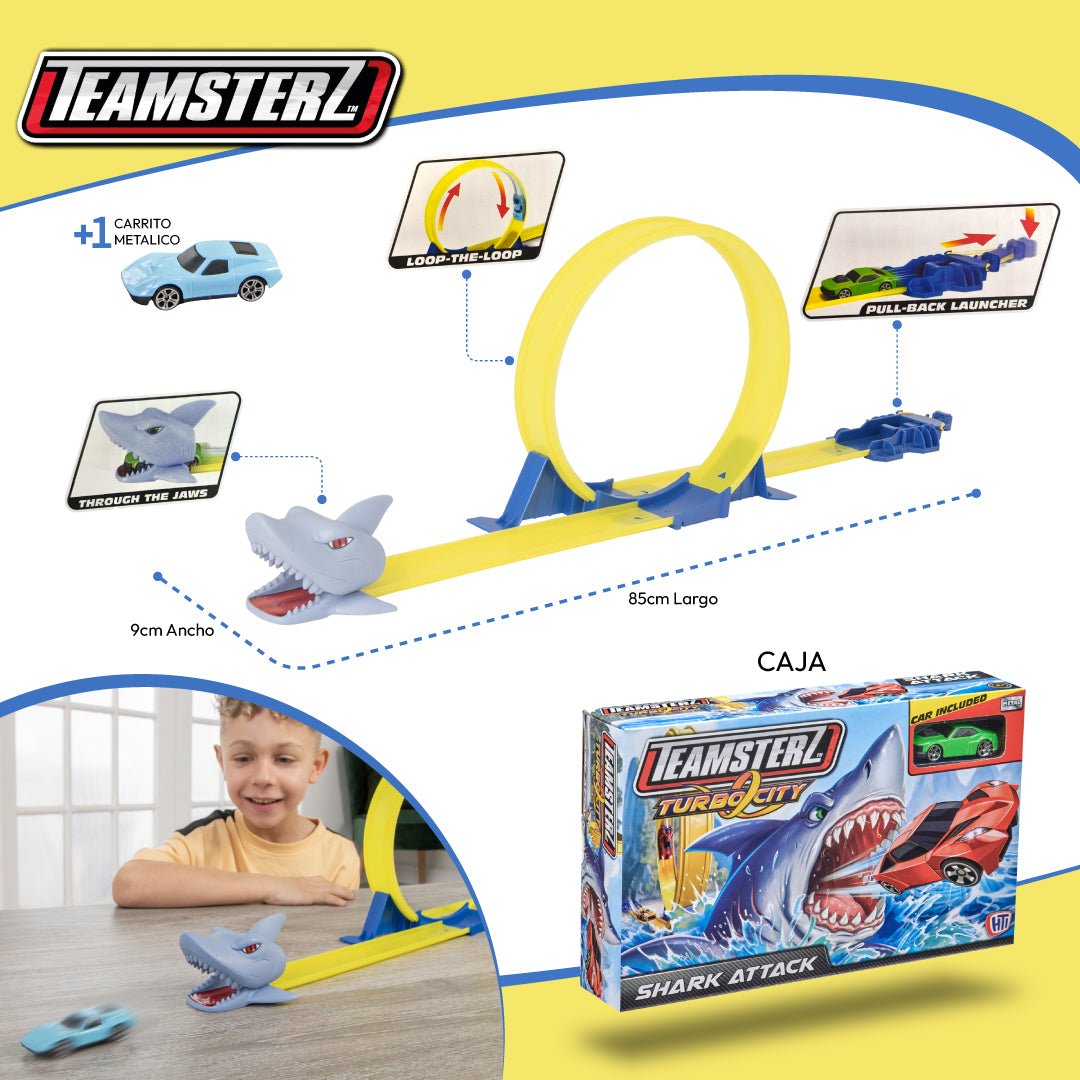 Pista De Autos Juguete Tiburón Loop Lanzador 1 Auto Infantil - Lhua Store
