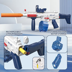 Pistola Agua Eléctrica Uzi Azul Juguete Recargable Niños Verano - Lhua Store