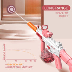 Pistola Agua Eléctrica Uzi Rosado Juguete Recargable Niños Verano - Lhua Store