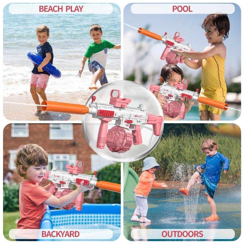 Pistola Agua Eléctrica Uzi Rosado Juguete Recargable Niños Verano - Lhua Store