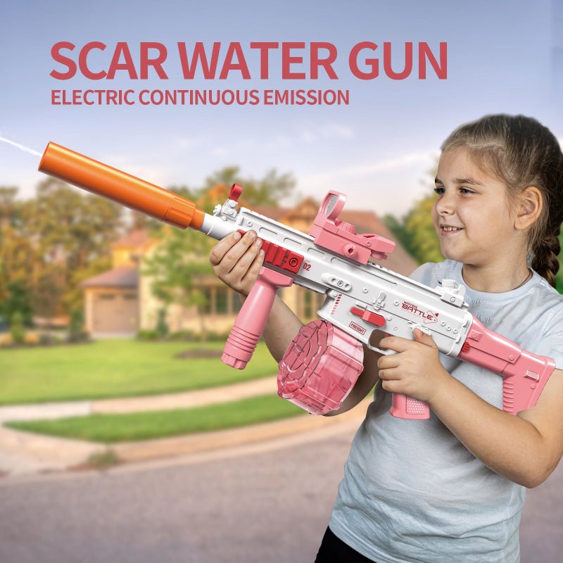 Pistola Agua Eléctrica Uzi Rosado Juguete Recargable Niños Verano - Lhua Store