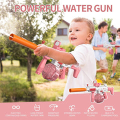 Pistola Agua Eléctrica Uzi Rosado Juguete Recargable Niños Verano - Lhua Store
